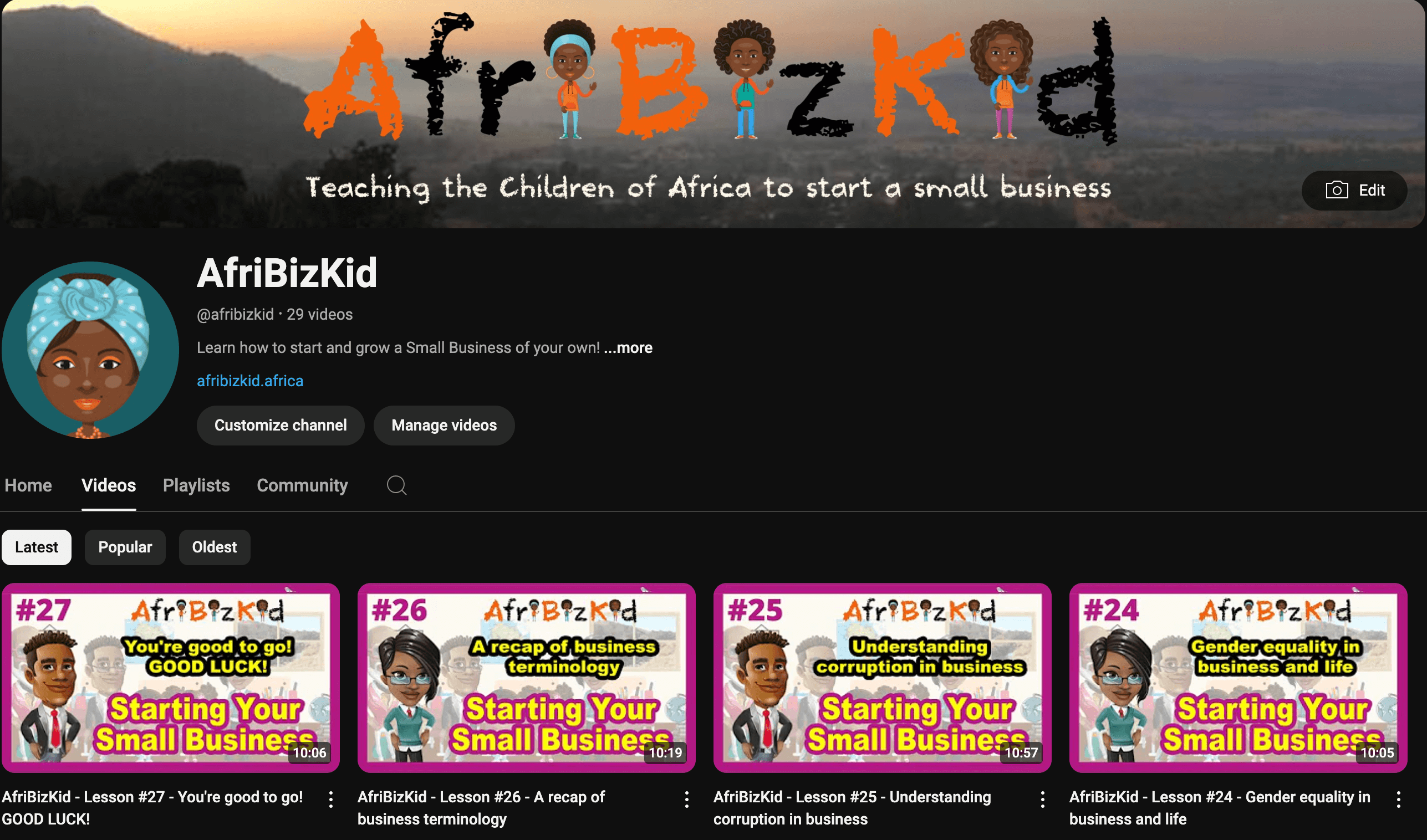 AfriBizKid Youtube Channel